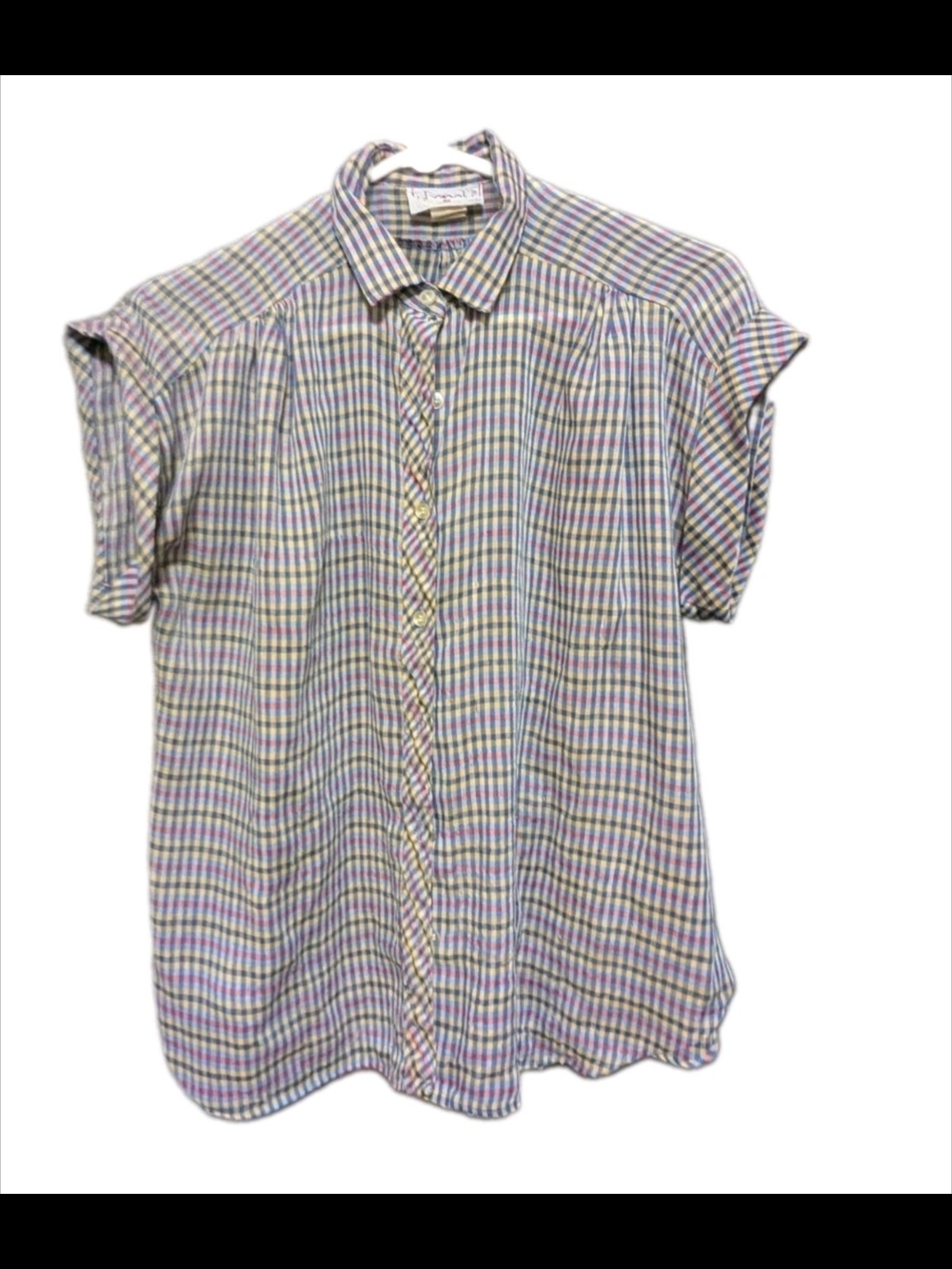 Women's 80s Cowgirl Rockabilly Thin Plaid Crop Top Size 16